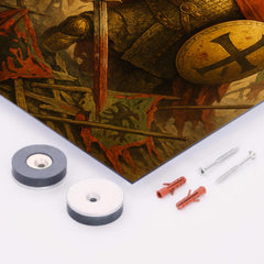 Basil II among broken Bulgar banners metal print mockup
