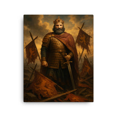 Basil II among broken Bulgarian standards canvas print on a plain backdrop in size 16"x20".