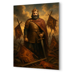 Basil II among broken Bulgarian standards metal print mockup