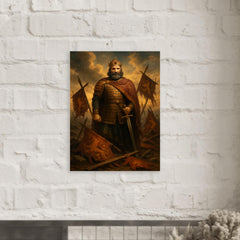 Basil II among broken Bulgarian standards metal print mockup