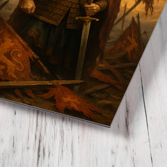 Basil II among broken Bulgarian standards metal print mockup
