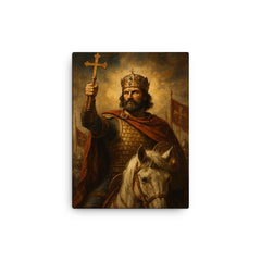 Basil II the Bulgar Slayer triumph portrait canvas print on a plain backdrop in size 12"x16".