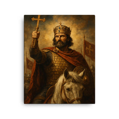 Basil II the Bulgar Slayer triumph portrait canvas print on a plain backdrop in size 16"x20".