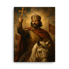 Basil II the Bulgar Slayer triumph portrait canvas print on a plain backdrop in size 18"x24".