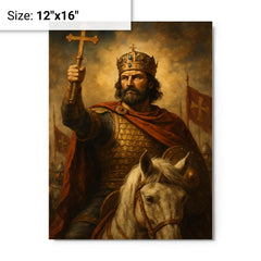 Basil II the Bulgar Slayer triumph portrait metal print on a plain backdrop in size 12"x16".