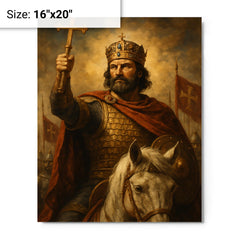 Basil II the Bulgar Slayer triumph portrait metal print on a plain backdrop in size 16"x20".