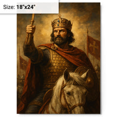Basil II the Bulgar Slayer triumph portrait metal print on a plain backdrop in size 18"x24".