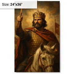 Basil II the Bulgar Slayer triumph portrait metal print on a plain backdrop in size 24"x36".