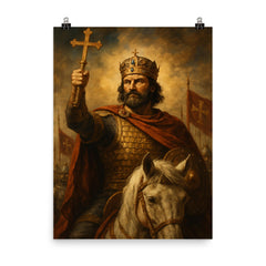 Basil II the Bulgar Slayer triumph portrait poster on a plain backdrop in size 8"x10".