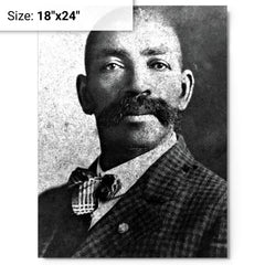 Bass Reeves metal print on a plain backdrop in size 18"x24".