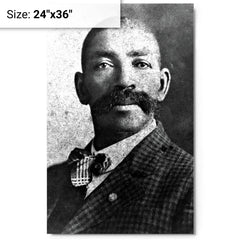 Bass Reeves metal print on a plain backdrop in size 24"x36".