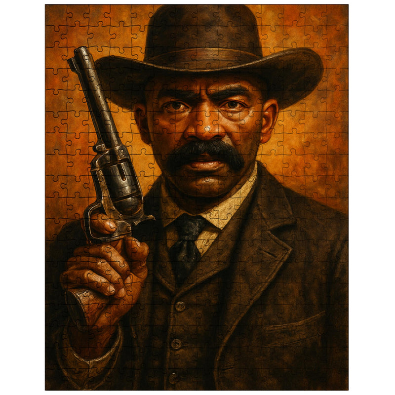 Bass Reeves revolver and lawman stare jigsaw puzzle
