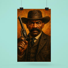Bass Reeves revolver and lawman stare poster 6