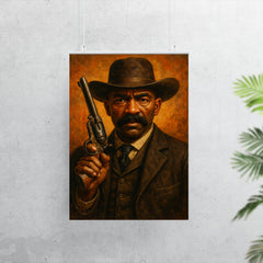 Bass Reeves revolver and lawman stare poster 7