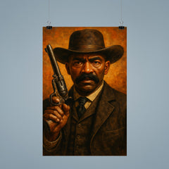 Bass Reeves revolver and lawman stare poster 9