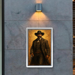 Bass Reeves with long coat and revolver poster 2