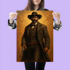 Bass Reeves with long coat and revolver poster 3