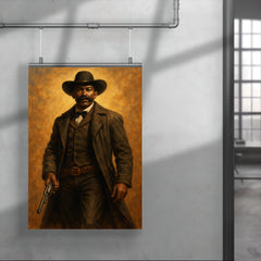 Bass Reeves with long coat and revolver poster 4