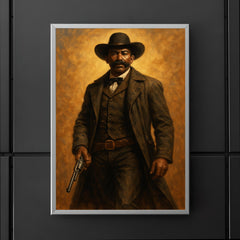 Bass Reeves with long coat and revolver poster 5
