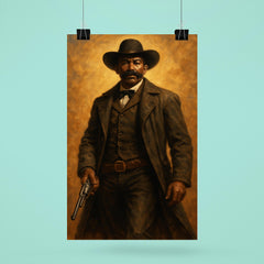 Bass Reeves with long coat and revolver poster 6