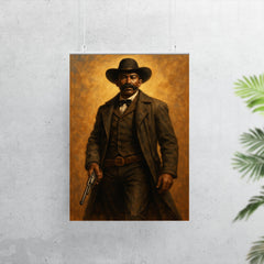 Bass Reeves with long coat and revolver poster 7