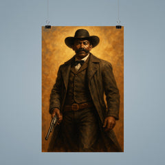 Bass Reeves with long coat and revolver poster 9