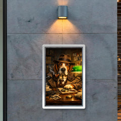 Basset hound detective under green banker lamp poster 2