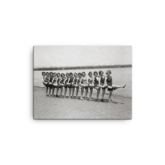 Bathing beauties on a beach along the Potomac River, flappers, Washington, DC 1923 canvas print on a plain backdrop in size 12"x16".