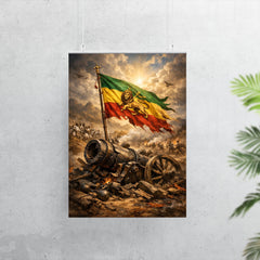 Battle of Adwa Ethiopian standard over shattered cannon poster 7