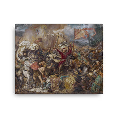 Battle of Grunwald by Jan Matejko, 1878 canvas print on a plain backdrop in size 16"x20".