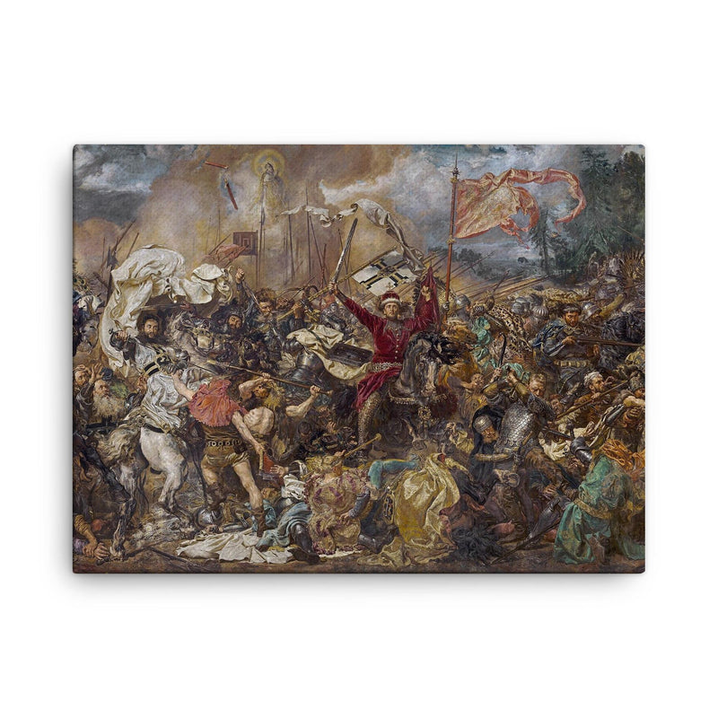Battle of Grunwald by Jan Matejko, 1878 canvas print on a plain backdrop in size 18