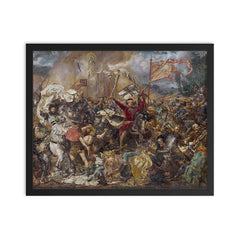 Battle of Grunwald by Jan Matejko, 1878 framed print on a plain backdrop in size 16"x20".
