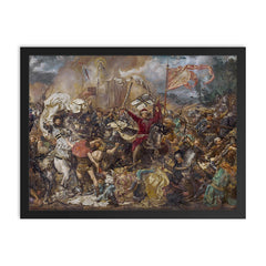 Battle of Grunwald by Jan Matejko, 1878 framed print on a plain backdrop in size 18"x24".
