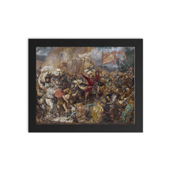 Battle of Grunwald by Jan Matejko, 1878 framed print on a plain backdrop in size 8"x10".