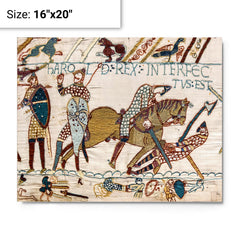 Battle of Hastings, The Death of Harold II (Bayeux Tapestry) metal print on a plain backdrop in size 16"x20".