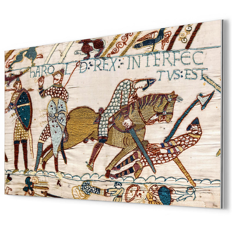 Battle of Hastings, The Death of Harold II (Bayeux Tapestry) metal print mockup