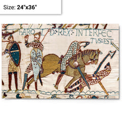 Battle of Hastings, The Death of Harold II (Bayeux Tapestry) metal print on a plain backdrop in size 24"x36".