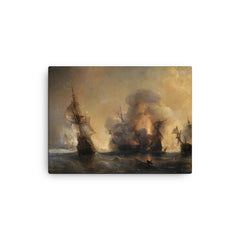 Battle of Lagos by Théodore Gudin, 1693 canvas print on a plain backdrop in size 12"x16".