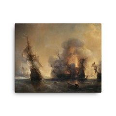 Battle of Lagos by Théodore Gudin, 1693 canvas print on a plain backdrop in size 16"x20".