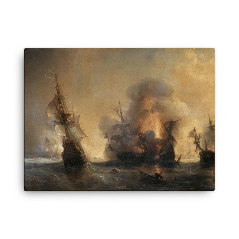 Battle of Lagos by Théodore Gudin, 1693 canvas print on a plain backdrop in size 18