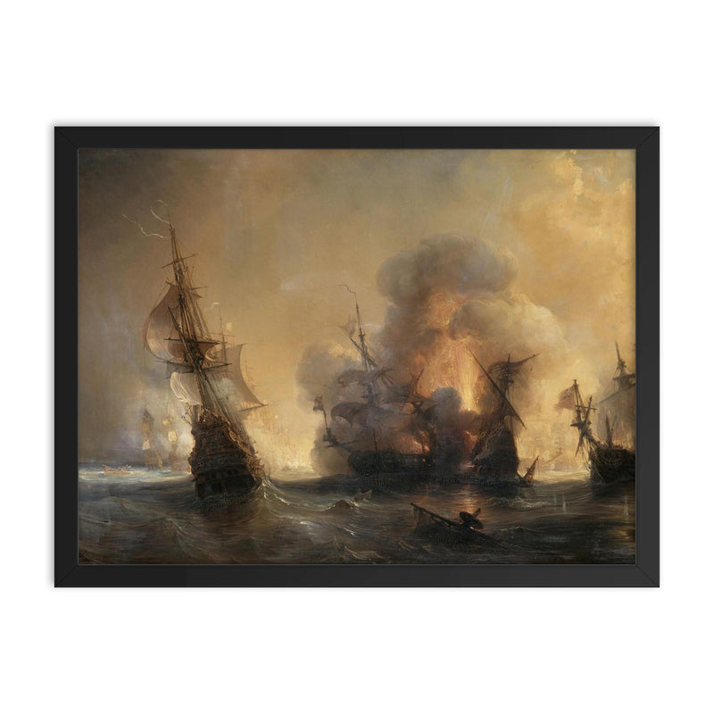 Battle of Lagos by Théodore Gudin, 1693 framed print on a plain backdrop in size 18