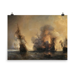 Battle of Lagos by Théodore Gudin, 1693 poster on a plain backdrop in size 8"x10".