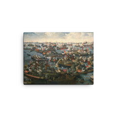 Battle of Lepanto by HLetter, c. 1572 canvas print on a plain backdrop in size 12"x16".