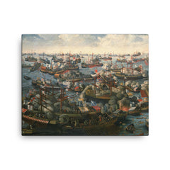 Battle of Lepanto by HLetter, c. 1572 canvas print on a plain backdrop in size 16"x20".