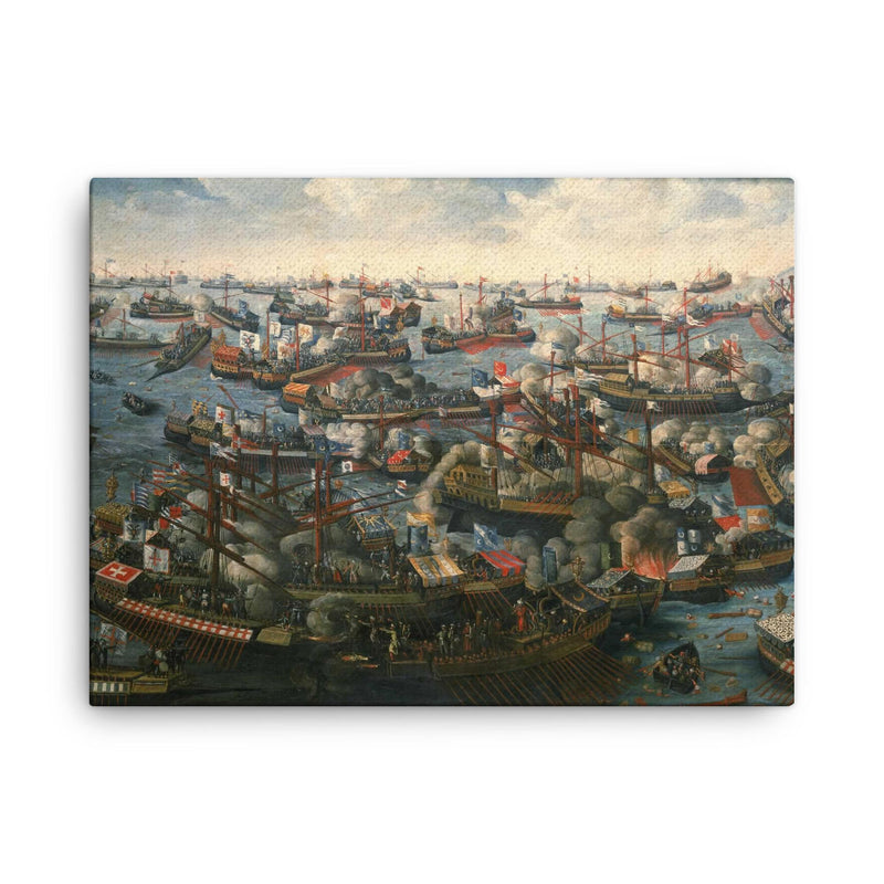 Battle of Lepanto by HLetter, c. 1572 canvas print on a plain backdrop in size 18