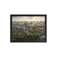 Battle of Lepanto by HLetter, c. 1572 framed print on a plain backdrop in size 12"x16".