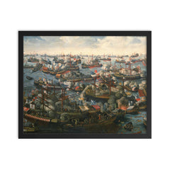 Battle of Lepanto by HLetter, c. 1572 framed print on a plain backdrop in size 16"x20".
