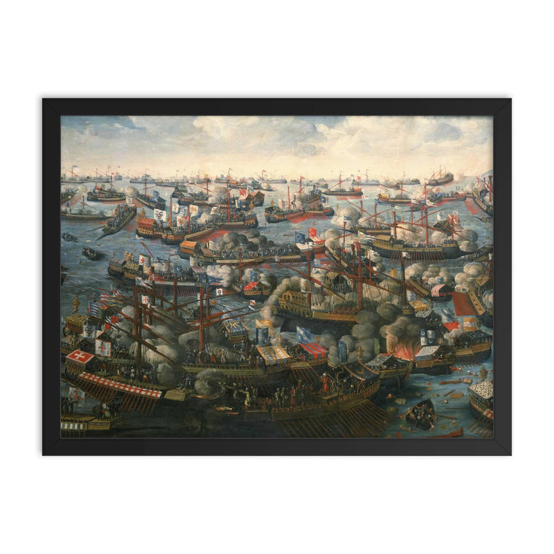 Battle of Lepanto by HLetter, c. 1572 framed print on a plain backdrop in size 18