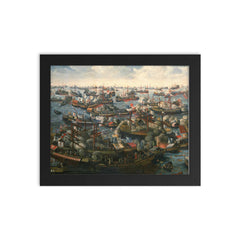 Battle of Lepanto by HLetter, c. 1572 framed print on a plain backdrop in size 8"x10".