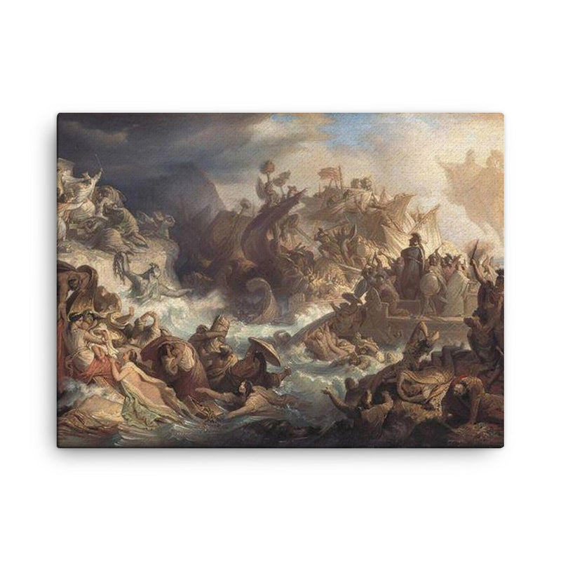Battle of Salamis by Wilhelm von Kaulbach, 1868 canvas print on a plain backdrop in size 18